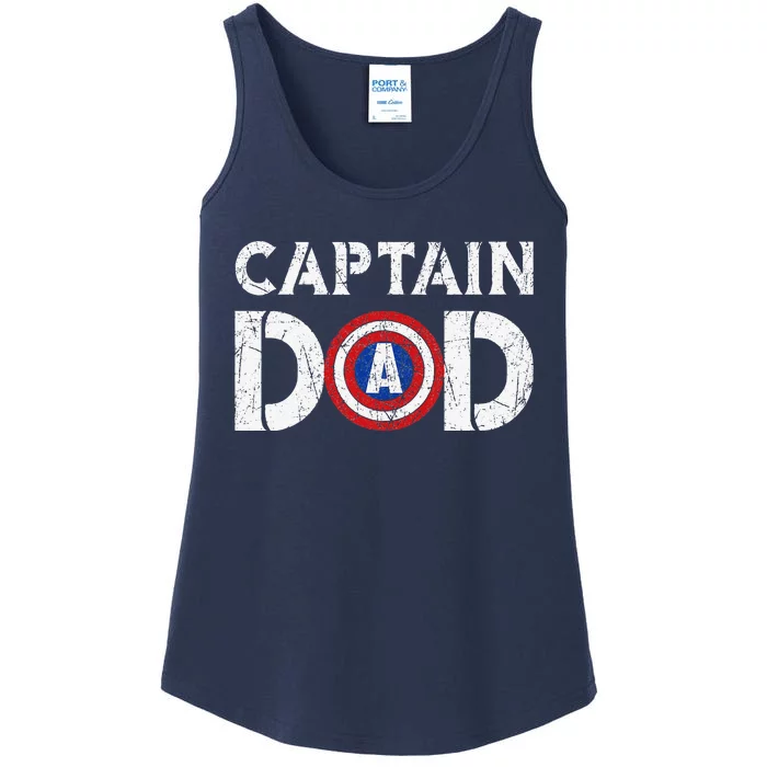 Vintage Dad Captain American Flag Father Day Gift Ladies Essential Tank