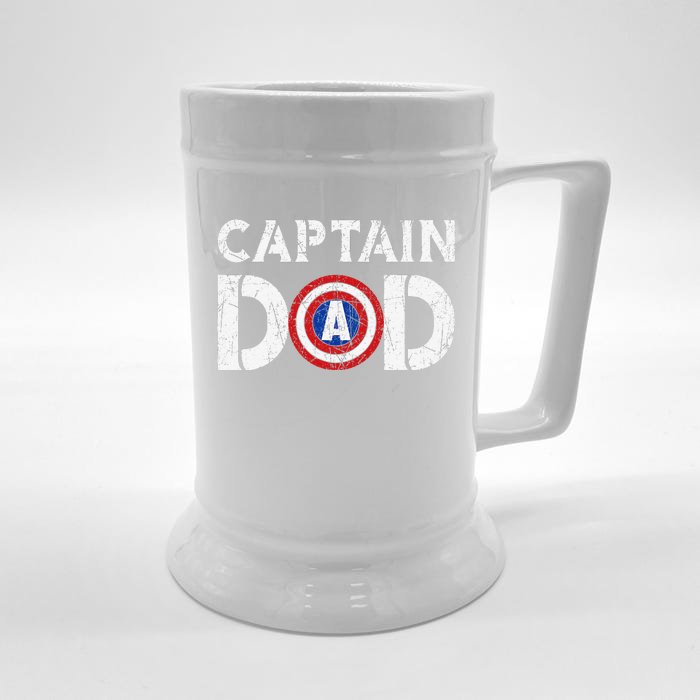 Vintage Dad Captain American Flag Father Day Gift Front & Back Beer Stein