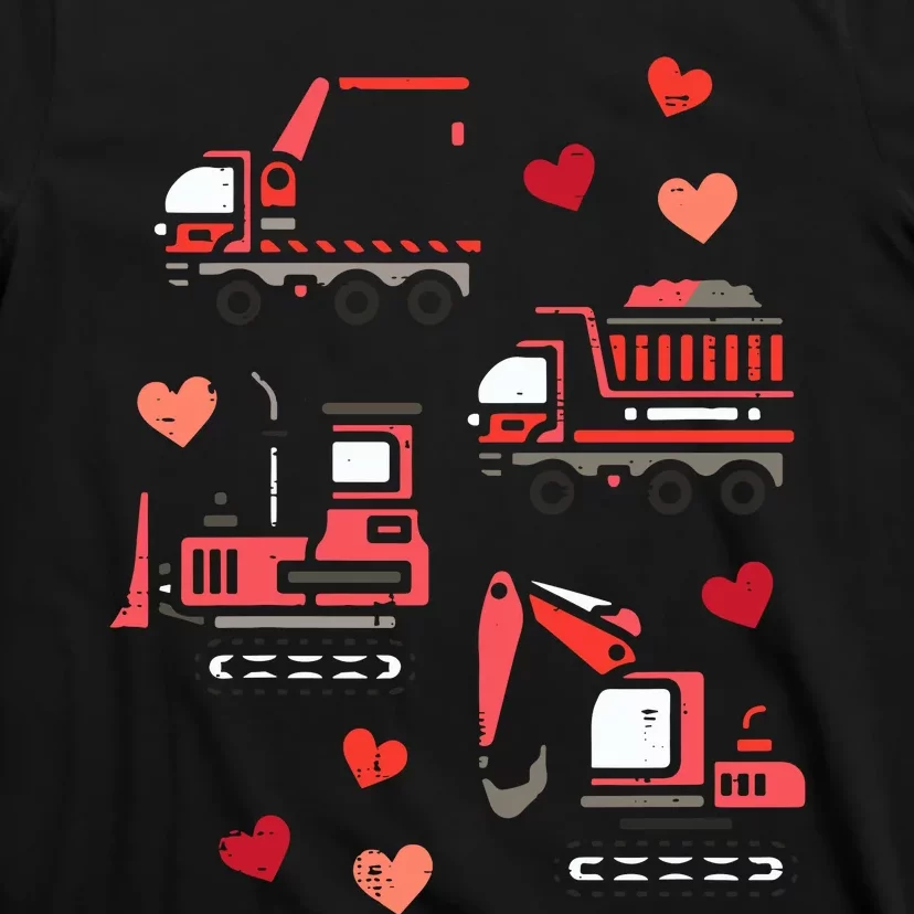 Valentines Day Construction Trucks Funny T-Shirt