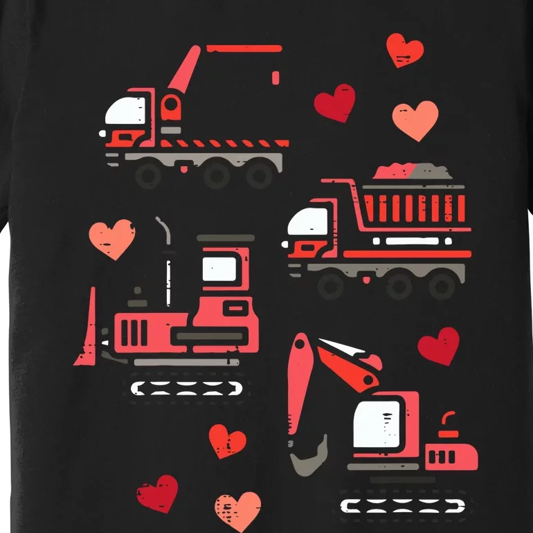 Valentines Day Construction Trucks Funny Premium T-Shirt