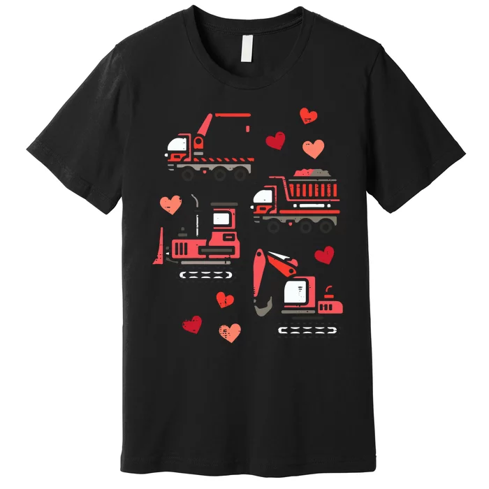 Valentines Day Construction Trucks Funny Premium T-Shirt