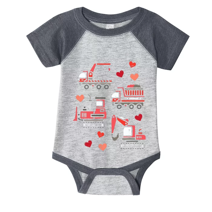 Valentines Day Construction Trucks Funny Infant Baby Jersey Bodysuit