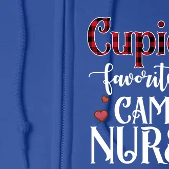 Valentine Day Cupid Favorite Camp Nurse Buffalo Plaid Gift Full Zip Hoodie