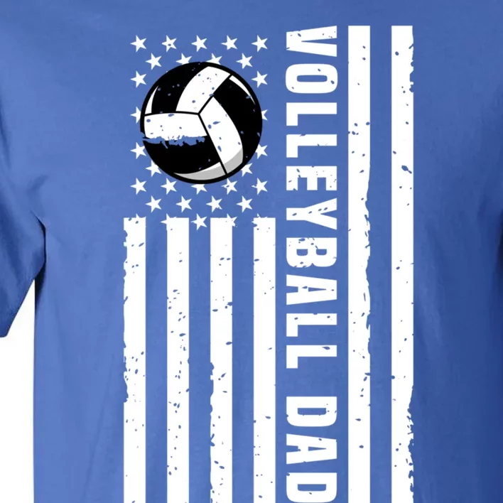 Volleyball Dad Coach Retro American Flag Gift For A Dad Gift Tall T-Shirt