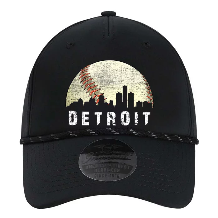 Vintage Detroit Cityscape Baseball Lover Performance The Dyno Cap