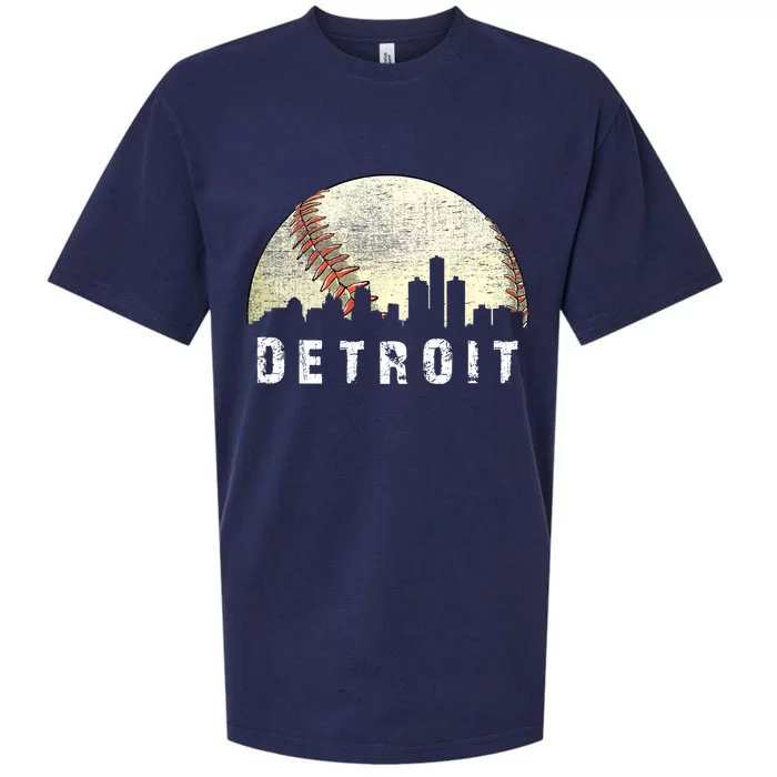 Vintage Detroit Cityscape Baseball Lover Sueded Cloud Jersey T-Shirt