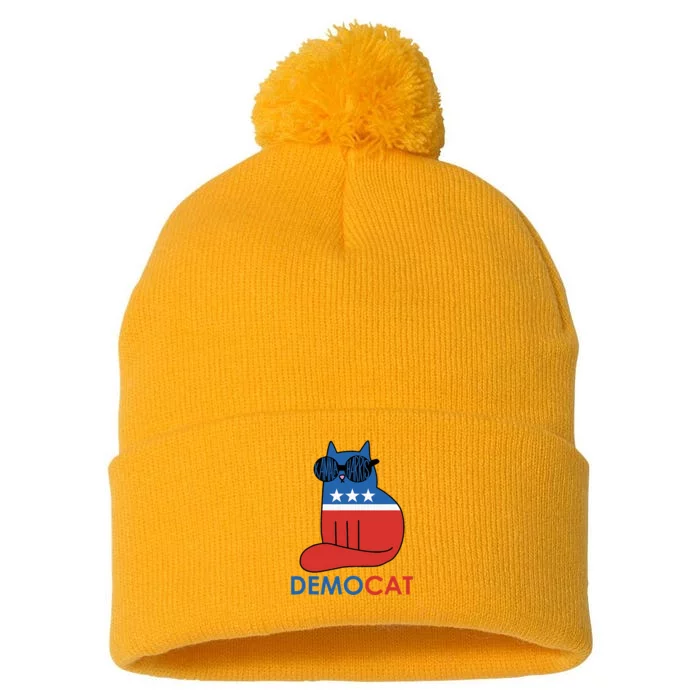 Vote Democat Cat Democrat Liberal Cat Lover Funny Pom Pom 12in Knit Beanie