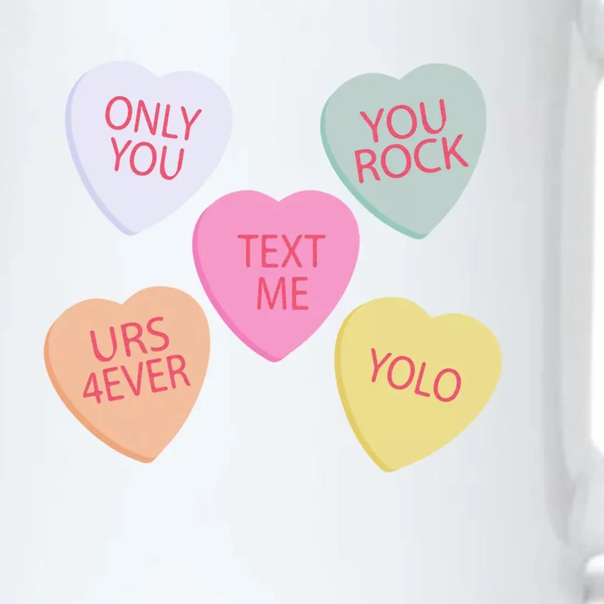 Valentine's Day Conversation Hearts Funny Valentine's Day Gift Black Color Changing Mug