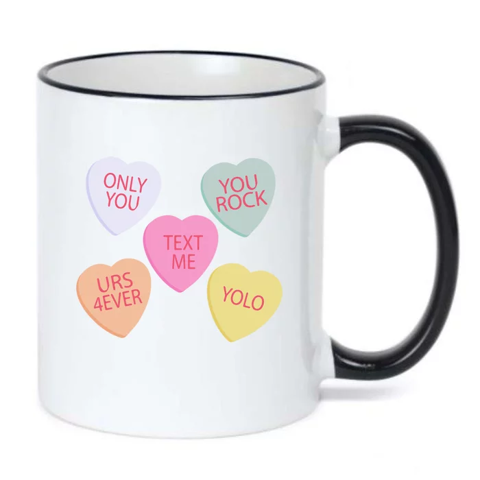 Valentine's Day Conversation Hearts Funny Valentine's Day Gift Black Color Changing Mug