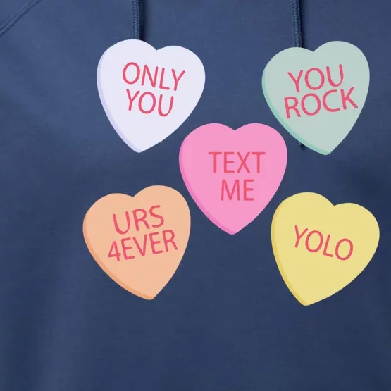 Valentine's Day Conversation Hearts Funny Valentine's Day Gift Performance Fleece Hoodie