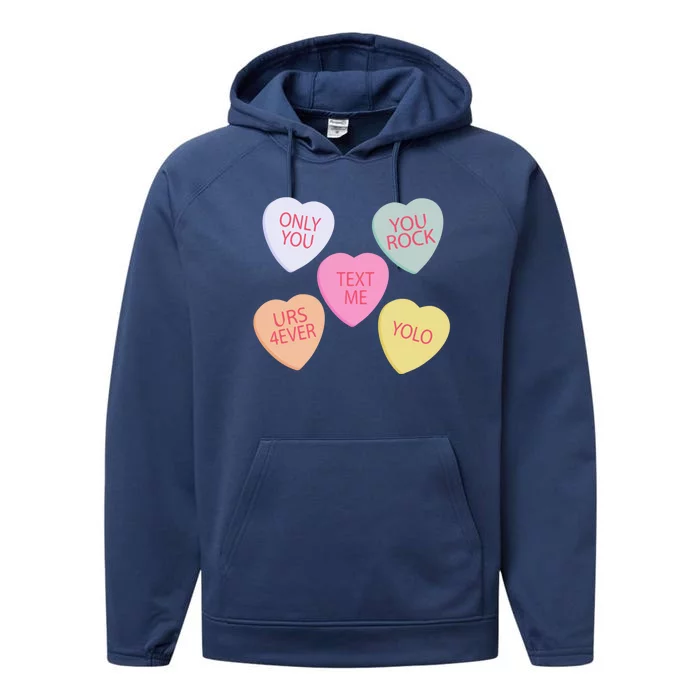 Valentine's Day Conversation Hearts Funny Valentine's Day Gift Performance Fleece Hoodie