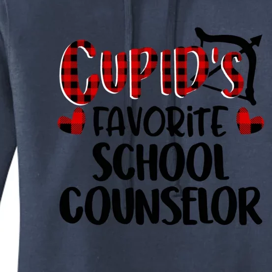 Valentines Day Cupid Favorite School Counselor Buffalo Plaid Meaningful Gift Women's Pullover Hoodie