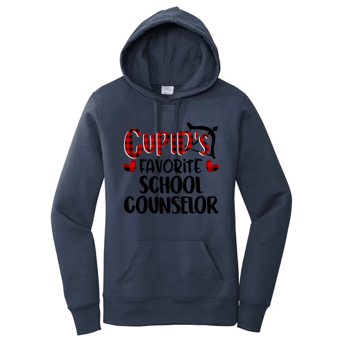 Valentines Day Cupid Favorite School Counselor Buffalo Plaid Meaningful Gift Women's Pullover Hoodie