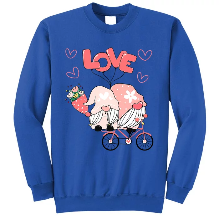 Valentines Day Cute Love Heart Gnome Leopard Cheetah Print Great Gift Tall Sweatshirt