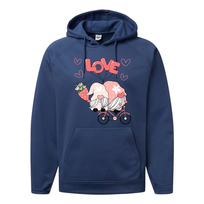 Valentines Day Cute Love Heart Gnome Leopard Cheetah Print Great Gift Performance Fleece Hoodie