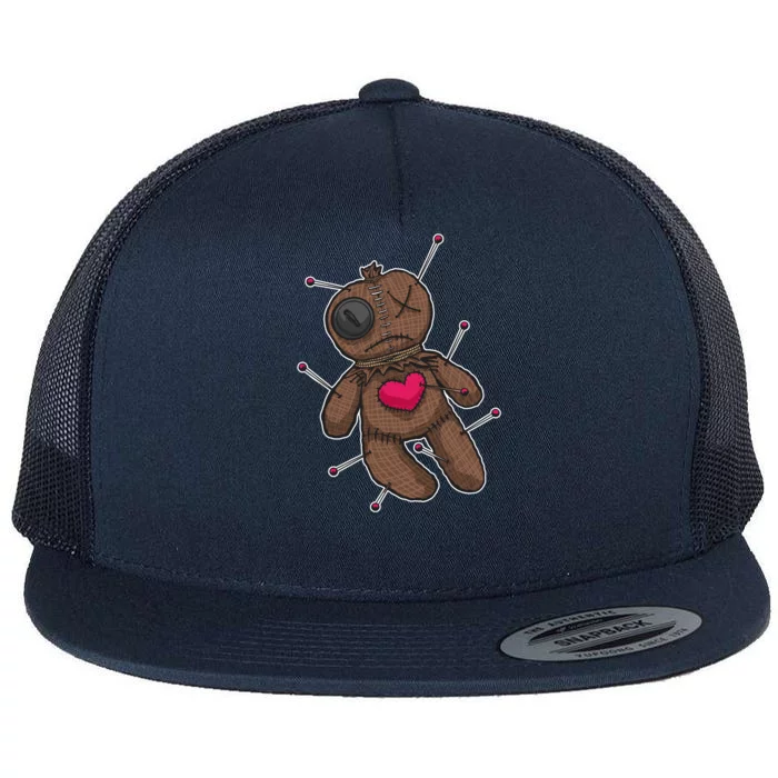 VooDoo Doll Cartoon Flat Bill Trucker Hat