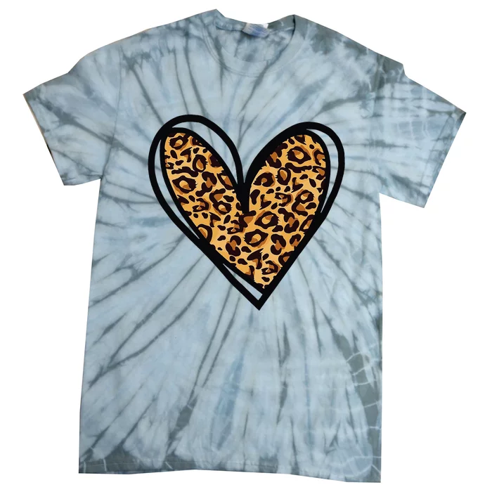 Valentines Day Cheetah Print Heart Love Gift Tie-Dye T-Shirt