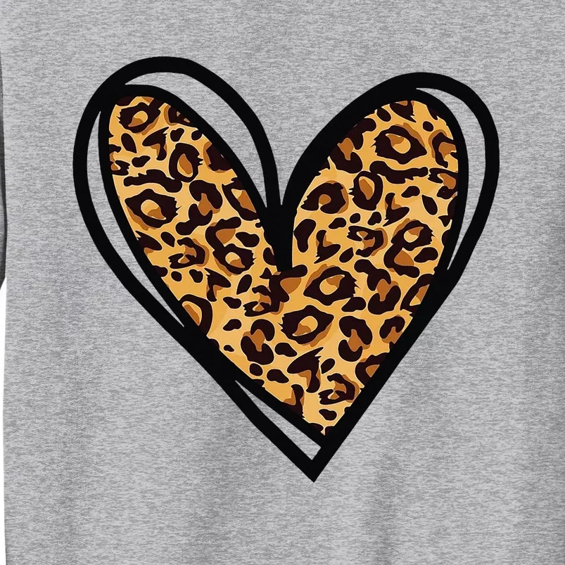 Valentines Day Cheetah Print Heart Love Gift Tall Sweatshirt