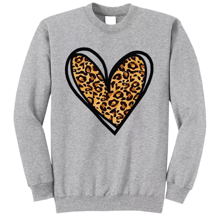 Valentines Day Cheetah Print Heart Love Gift Tall Sweatshirt