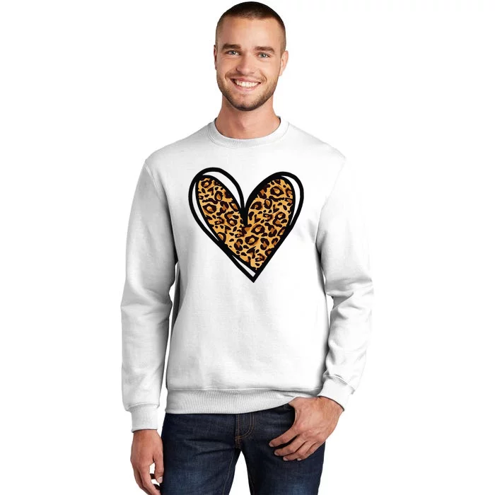 Valentines Day Cheetah Print Heart Love Gift Sweatshirt