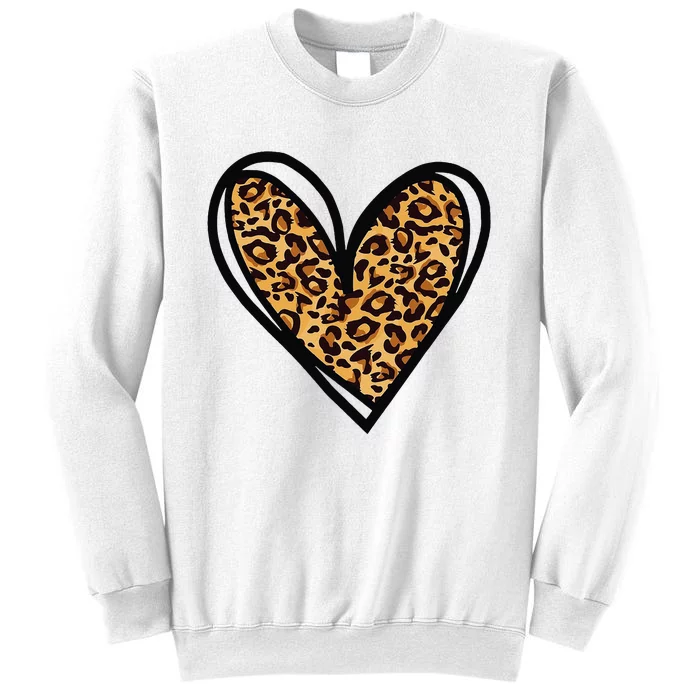 Valentines Day Cheetah Print Heart Love Gift Sweatshirt