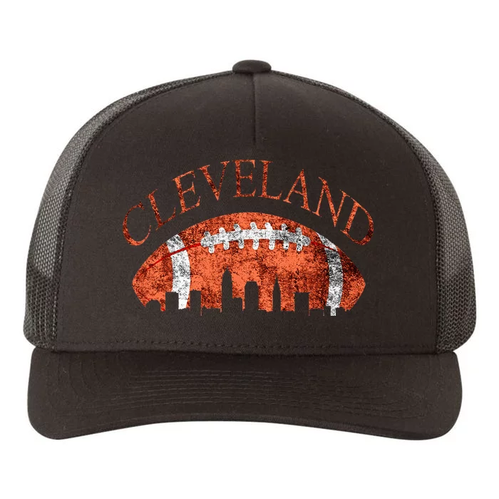 Vintage Downtown Cleveland Ohio Skyline Football Gift Yupoong Adult 5-Panel Trucker Hat