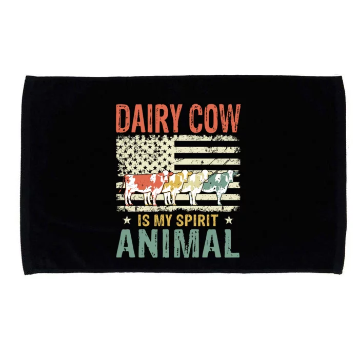 Vintage Dairy Cow Spirit Animal Lover Retro Us American Flag Meaningful Gift Microfiber Hand Towel