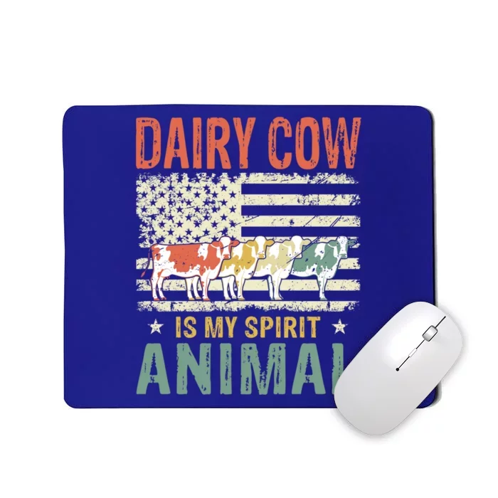 Vintage Dairy Cow Spirit Animal Lover Retro Us American Flag Meaningful Gift Mousepad