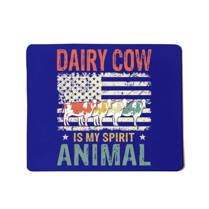 Vintage Dairy Cow Spirit Animal Lover Retro Us American Flag Meaningful Gift Mousepad