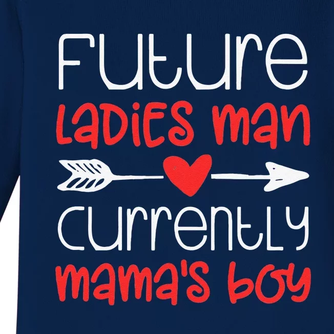 Valentine's Day Cute Ladies Man Mama's Baby Long Sleeve Bodysuit