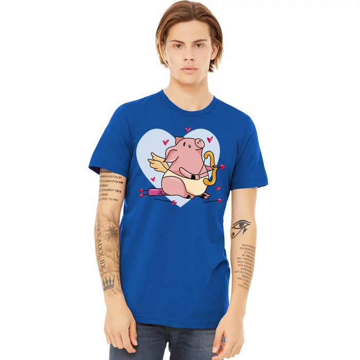 Valentine’s Day Cupid Pig Friend Friend Gift Premium T-Shirt