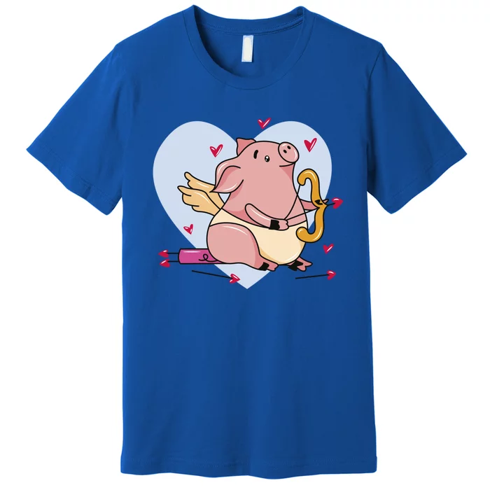 Valentine’s Day Cupid Pig Friend Friend Gift Premium T-Shirt