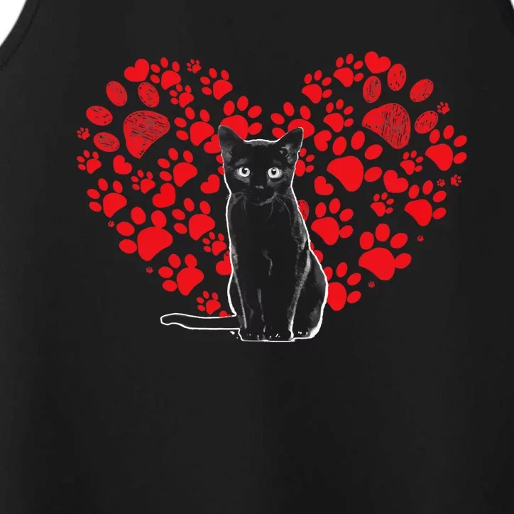 Valentines Day Cat Lover Heart Paw Gifts Cat Dad Mom Performance Tank