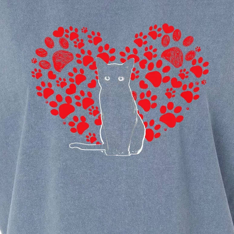 Valentines Day Cat Lover Heart Paw Gifts Cat Dad Mom Garment-Dyed Women's Muscle Tee