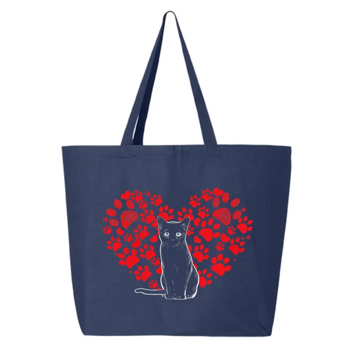 Valentines Day Cat Lover Heart Paw Gifts Cat Dad Mom 25L Jumbo Tote