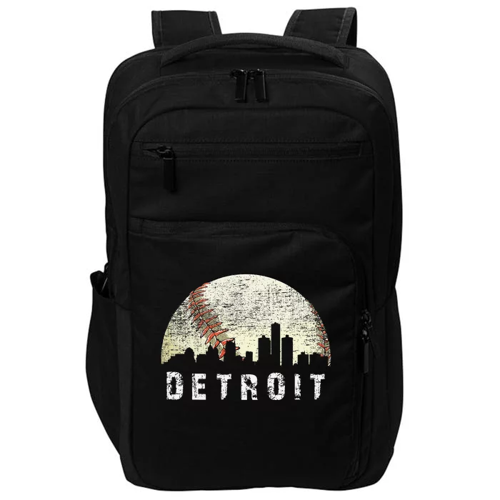 Vintage Detroit Cityscape Baseball Lover Impact Tech Backpack