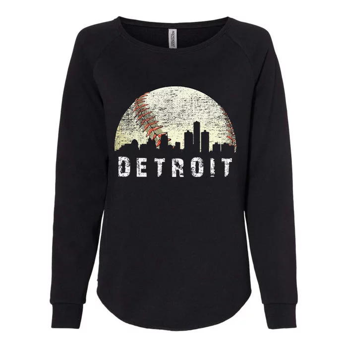 Vintage Detroit Cityscape Baseball Lover Womens California Wash Sweatshirt