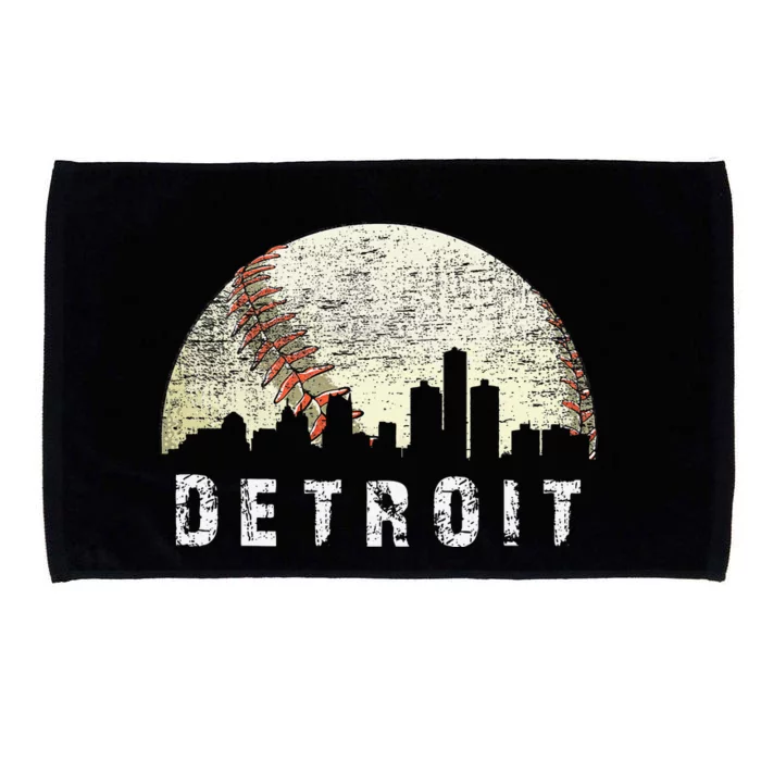 Vintage Detroit Cityscape Baseball Lover Microfiber Hand Towel