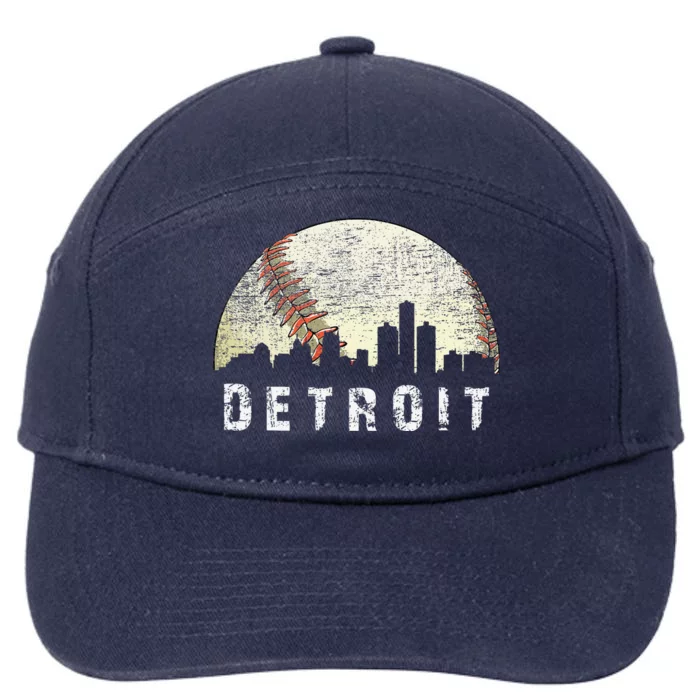 Vintage Detroit Cityscape Baseball Lover 7-Panel Snapback Hat