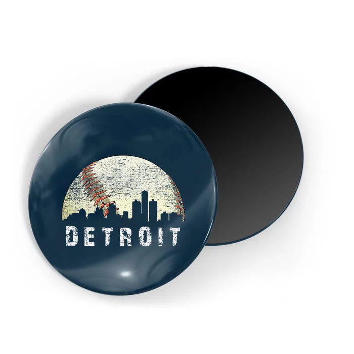 Vintage Detroit Cityscape Baseball Lover Magnet