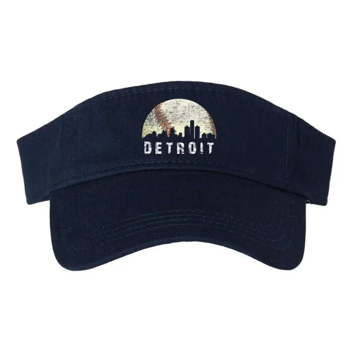 Vintage Detroit Cityscape Baseball Lover Valucap Bio-Washed Visor