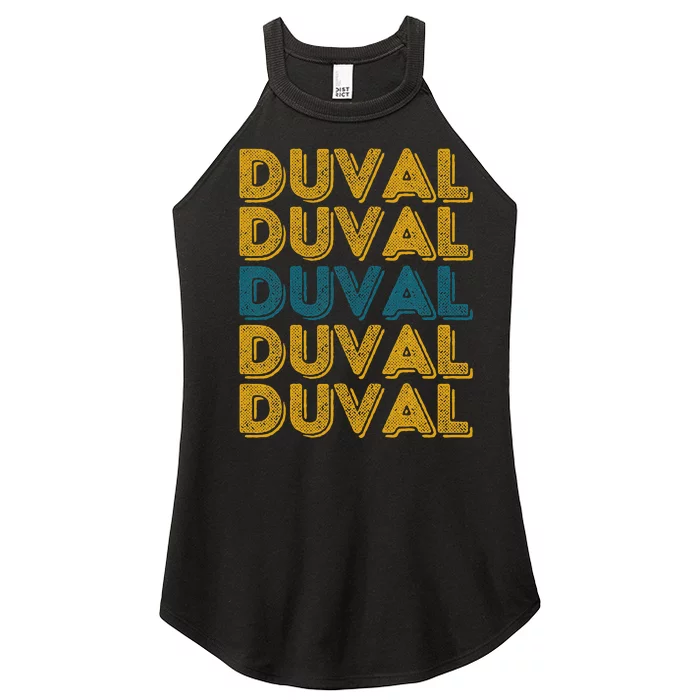 Vintage Duval County Florida Retro Duval Teal And Gold Women’s Perfect Tri Rocker Tank