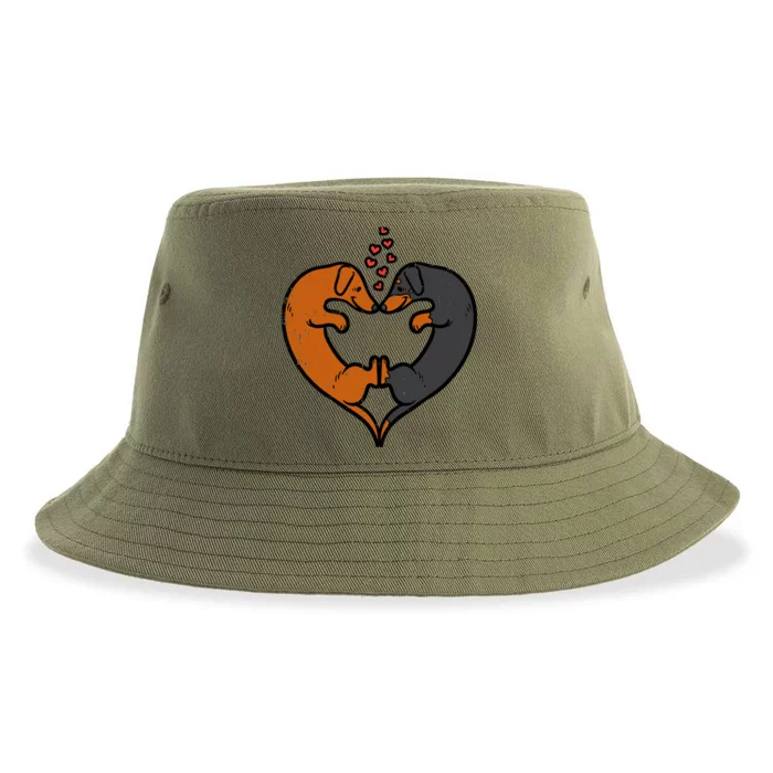 Valentines Day Dachshund Dogs Heart Wiener Sustainable Bucket Hat