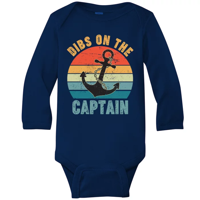 Vintage Distressed Dibs On The Captain Baby Long Sleeve Bodysuit