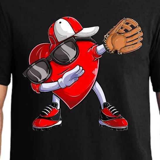 Valentines Day Dabbing Heart Baseball Catcher Pajama Set