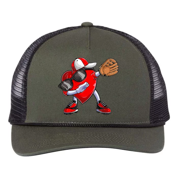 Valentines Day Dabbing Heart Baseball Catcher Retro Rope Trucker Hat Cap