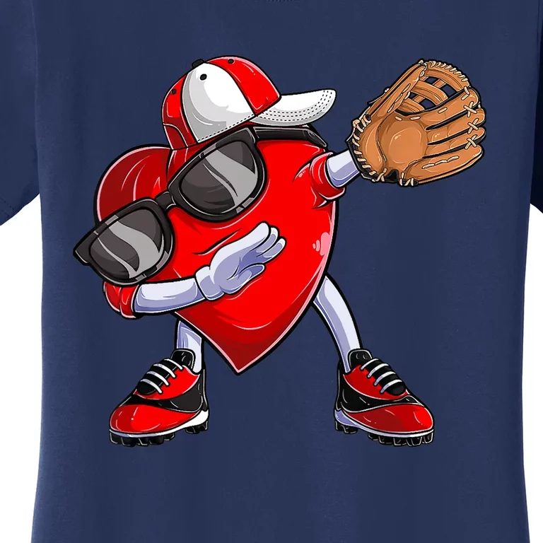 Valentines Day Dabbing Heart Baseball Catcher Women's T-Shirt