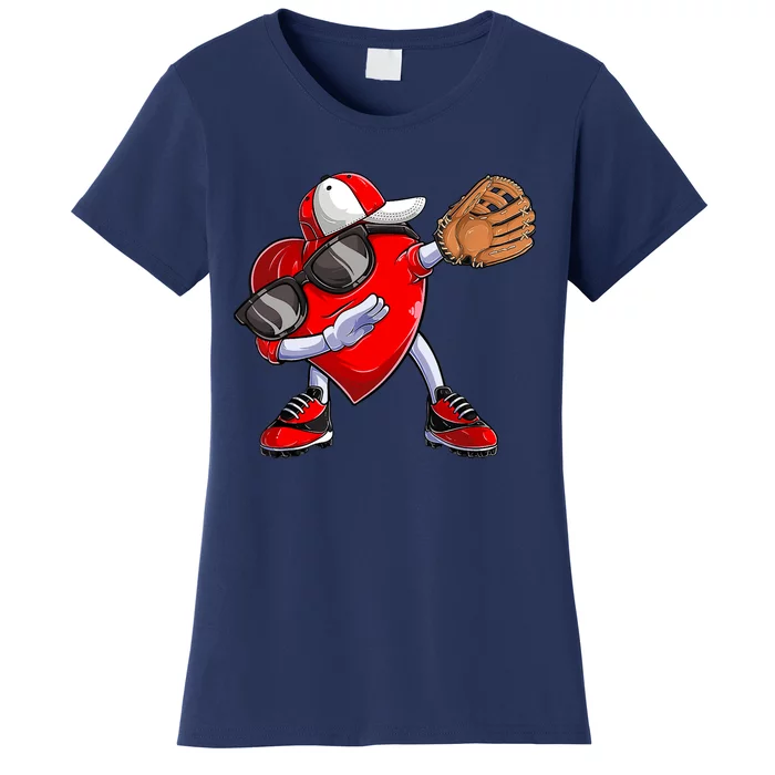 Valentines Day Dabbing Heart Baseball Catcher Women's T-Shirt