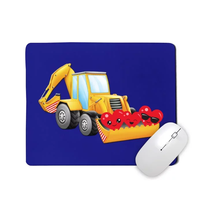 Valentine's Day Digger Loader Hearts Emoticons Gift Mousepad