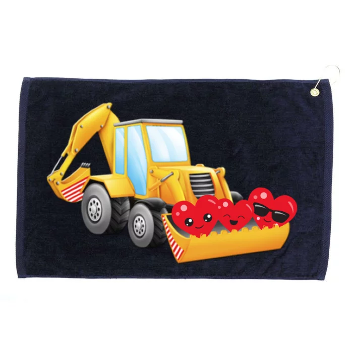 Valentine's Day Digger Loader Hearts Emoticons Gift Grommeted Golf Towel